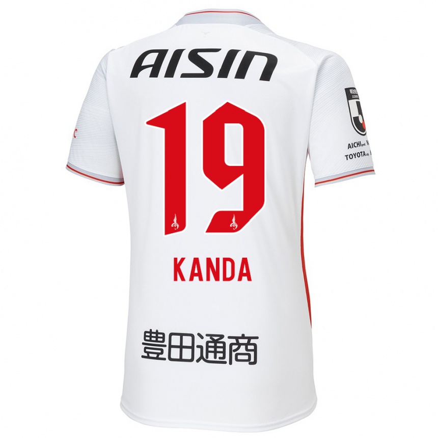 Niño Fútbol Camiseta Ryu Kanda #19 Blanco Amarillo Rojo 2ª Equipación 2024/25