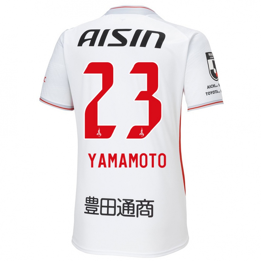 Niño Fútbol Camiseta Haruki Yamamoto #23 Blanco Amarillo Rojo 2ª Equipación 2024/25