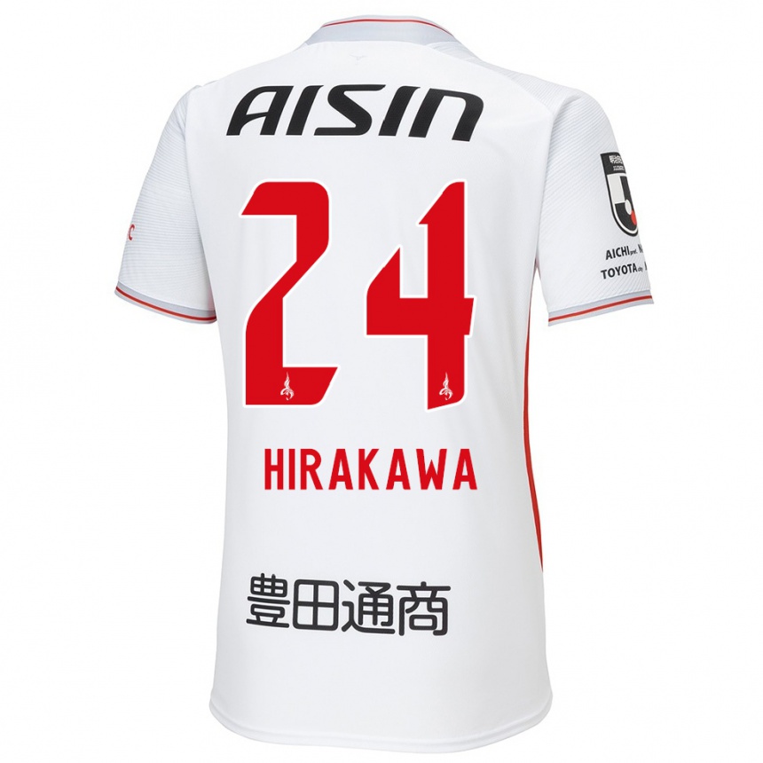 Niño Fútbol Camiseta Haruto Hirakawa #24 Blanco Amarillo Rojo 2ª Equipación 2024/25