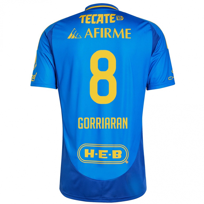 Niño Fútbol Camiseta Fernando Gorriarán #8 Azul Amarillo 2ª Equipación 2024/25