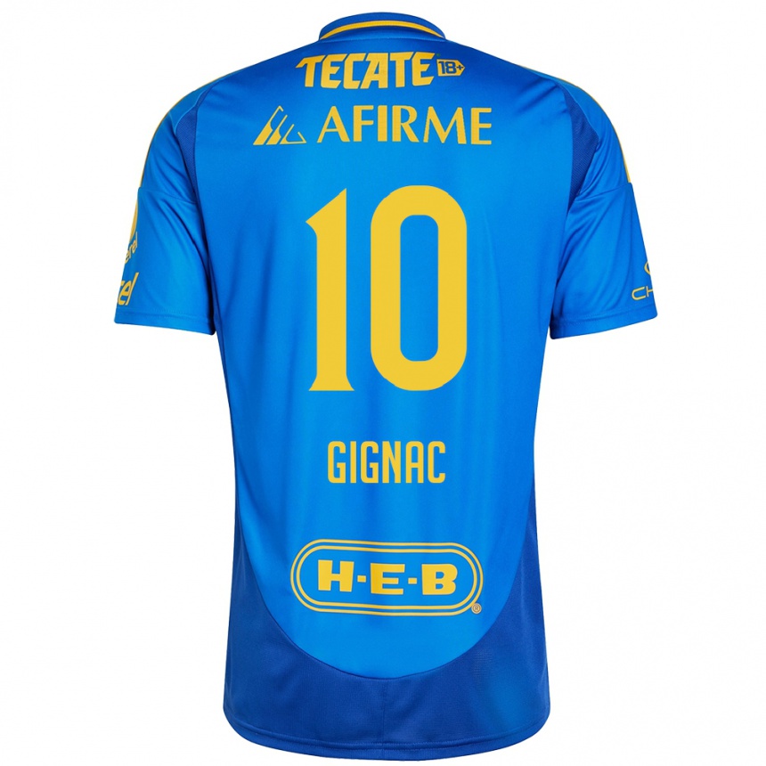 Niño Fútbol Camiseta André-Pierre Gignac #10 Azul Amarillo 2ª Equipación 2024/25