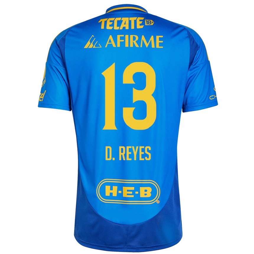 Niño Fútbol Camiseta Diego Reyes #13 Azul Amarillo 2ª Equipación 2024/25