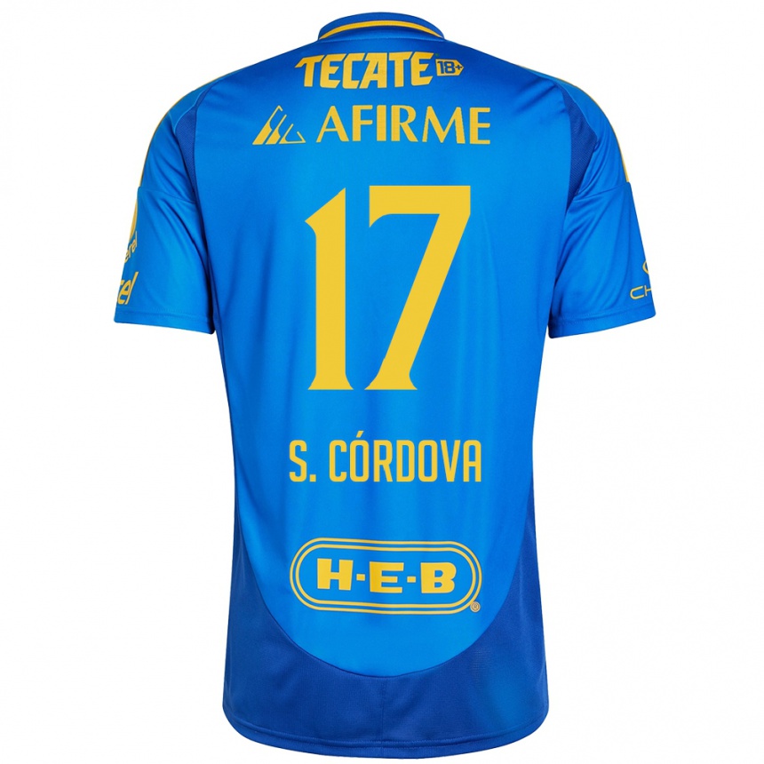 Niño Fútbol Camiseta Sebastián Córdova #17 Azul Amarillo 2ª Equipación 2024/25