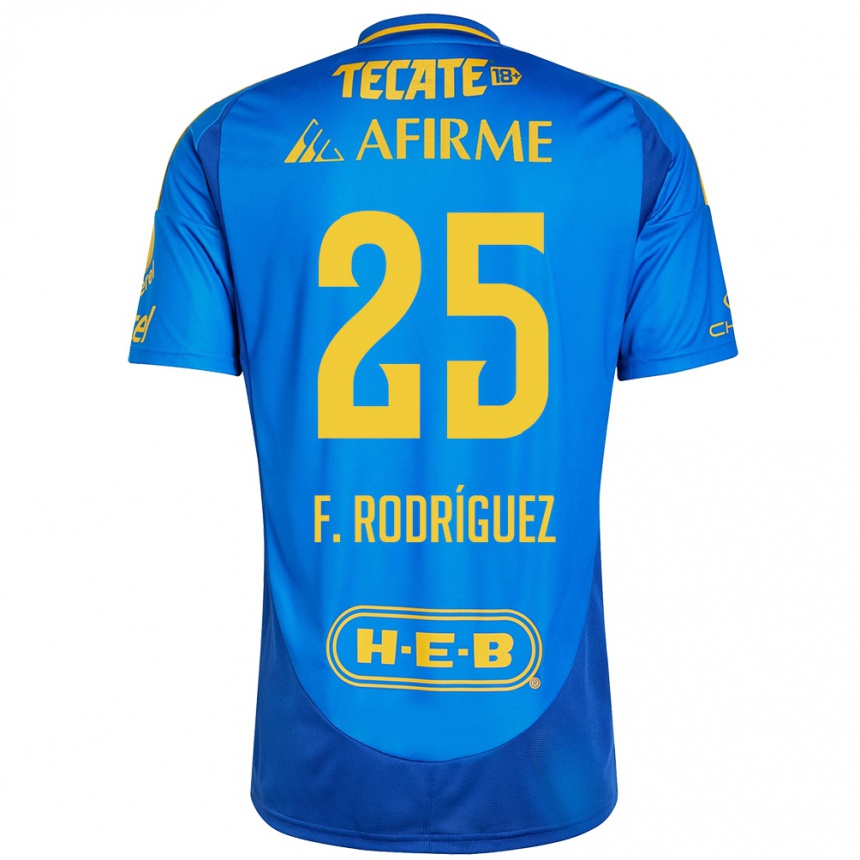 Niño Fútbol Camiseta Felipe Rodríguez #25 Azul Amarillo 2ª Equipación 2024/25