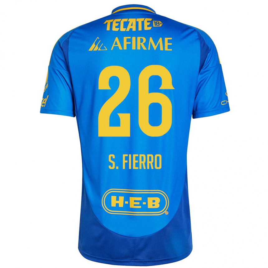 Niño Fútbol Camiseta Sebastián Fierro #26 Azul Amarillo 2ª Equipación 2024/25