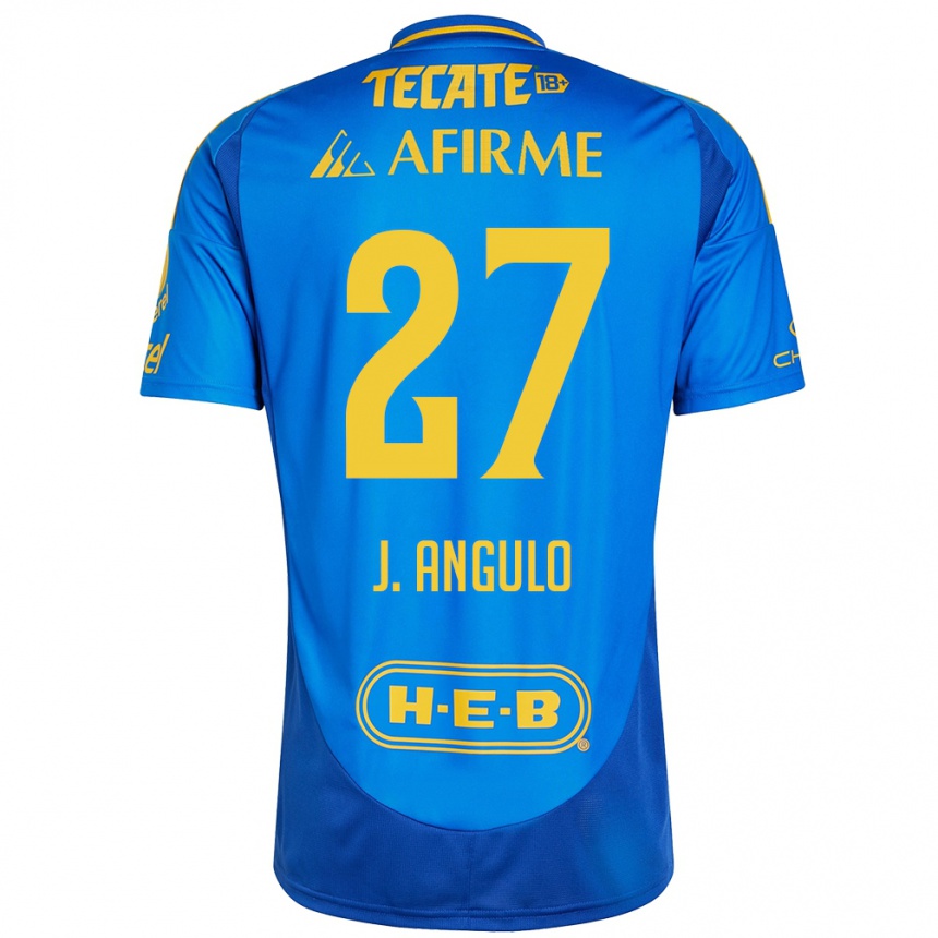 Niño Fútbol Camiseta Jesús Angulo #27 Azul Amarillo 2ª Equipación 2024/25