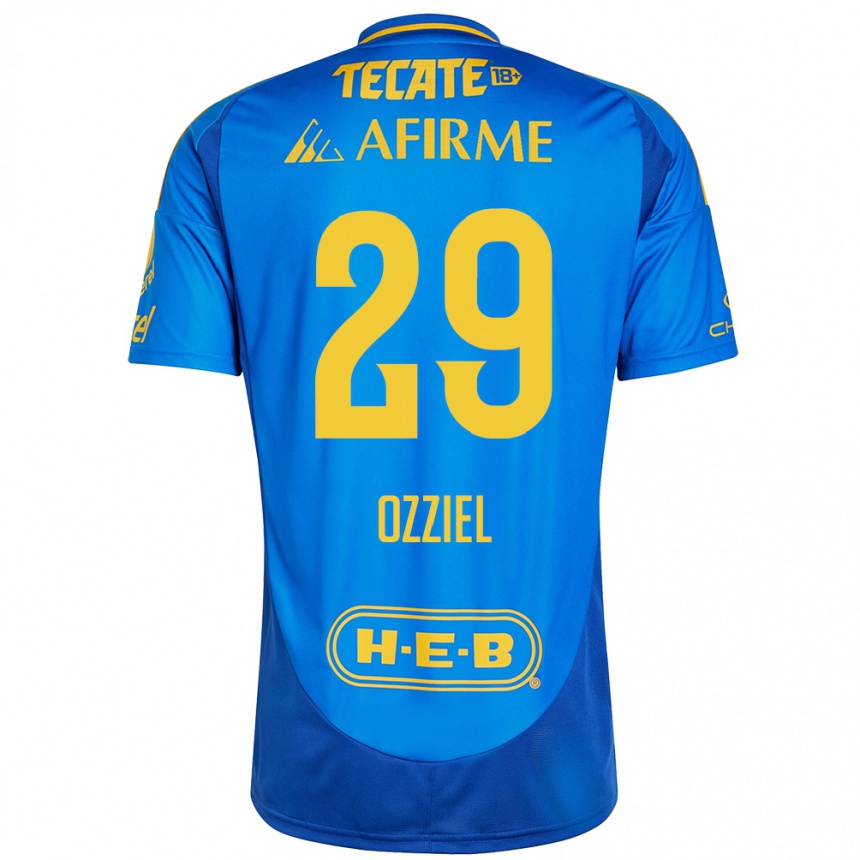 Niño Fútbol Camiseta Ozziel Herrera #29 Azul Amarillo 2ª Equipación 2024/25