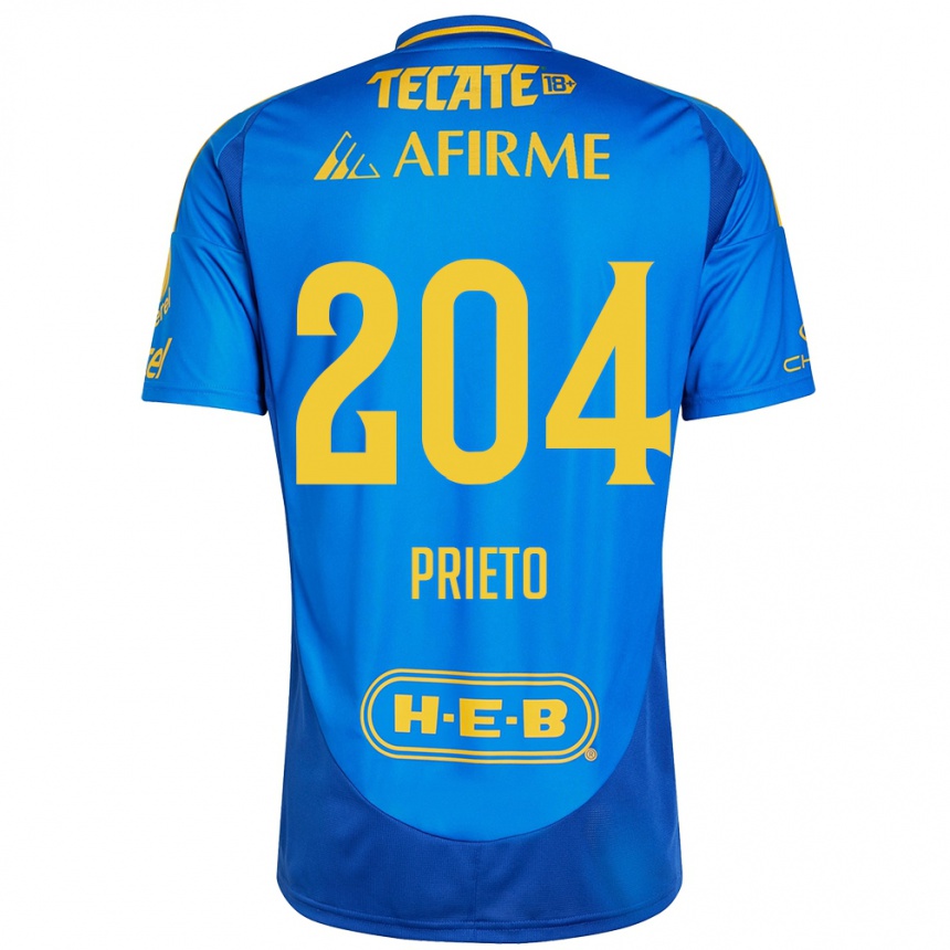 Niño Fútbol Camiseta Leonel Prieto #204 Azul Amarillo 2ª Equipación 2024/25