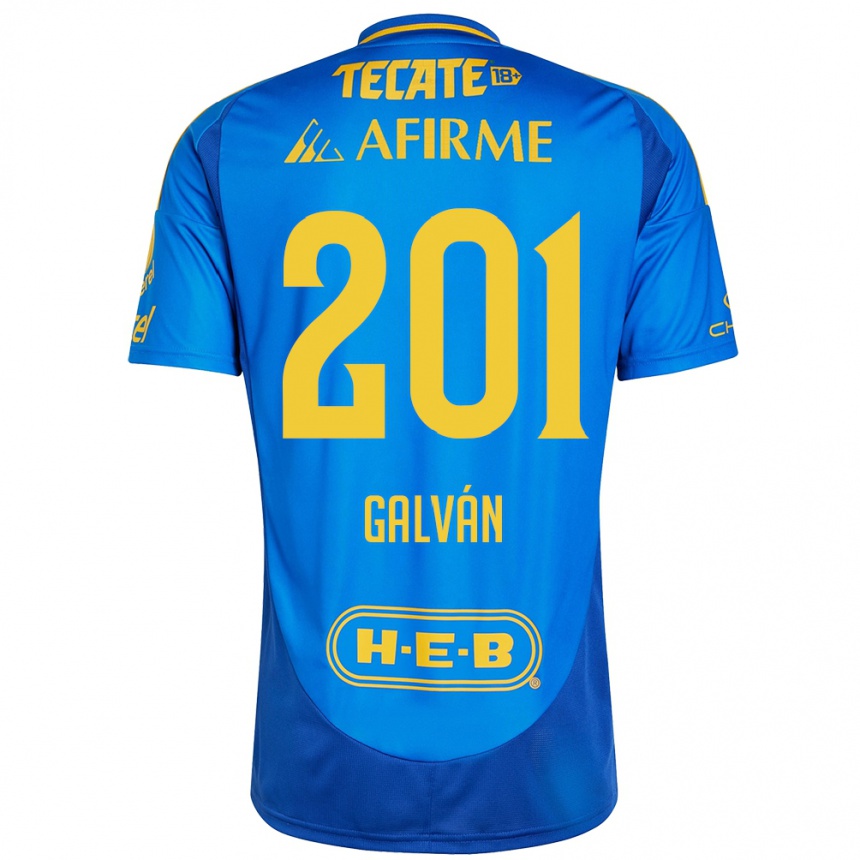 Niño Fútbol Camiseta Isac Galván #201 Azul Amarillo 2ª Equipación 2024/25