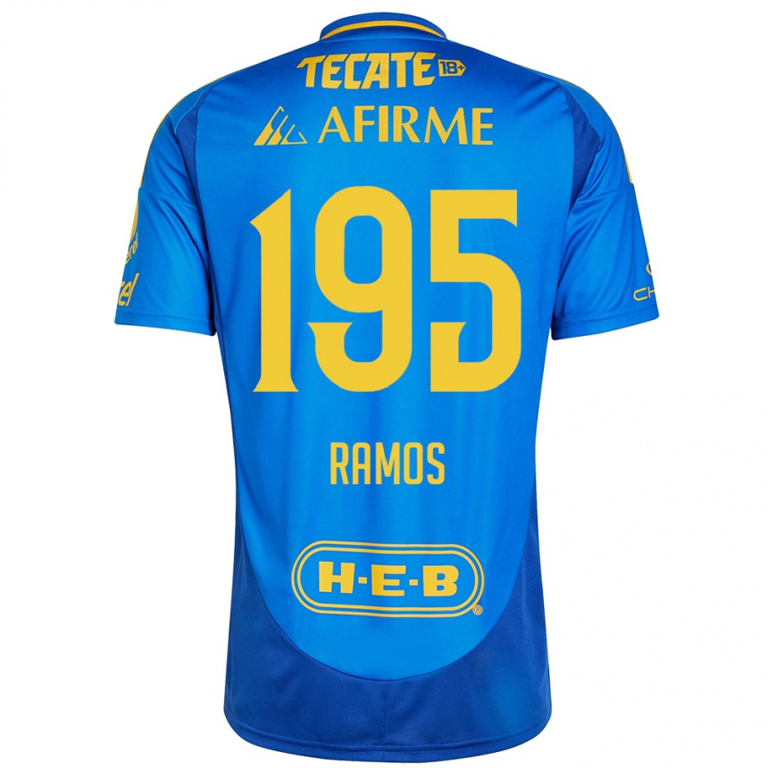 Niño Fútbol Camiseta Rodrigo Ramos #195 Azul Amarillo 2ª Equipación 2024/25