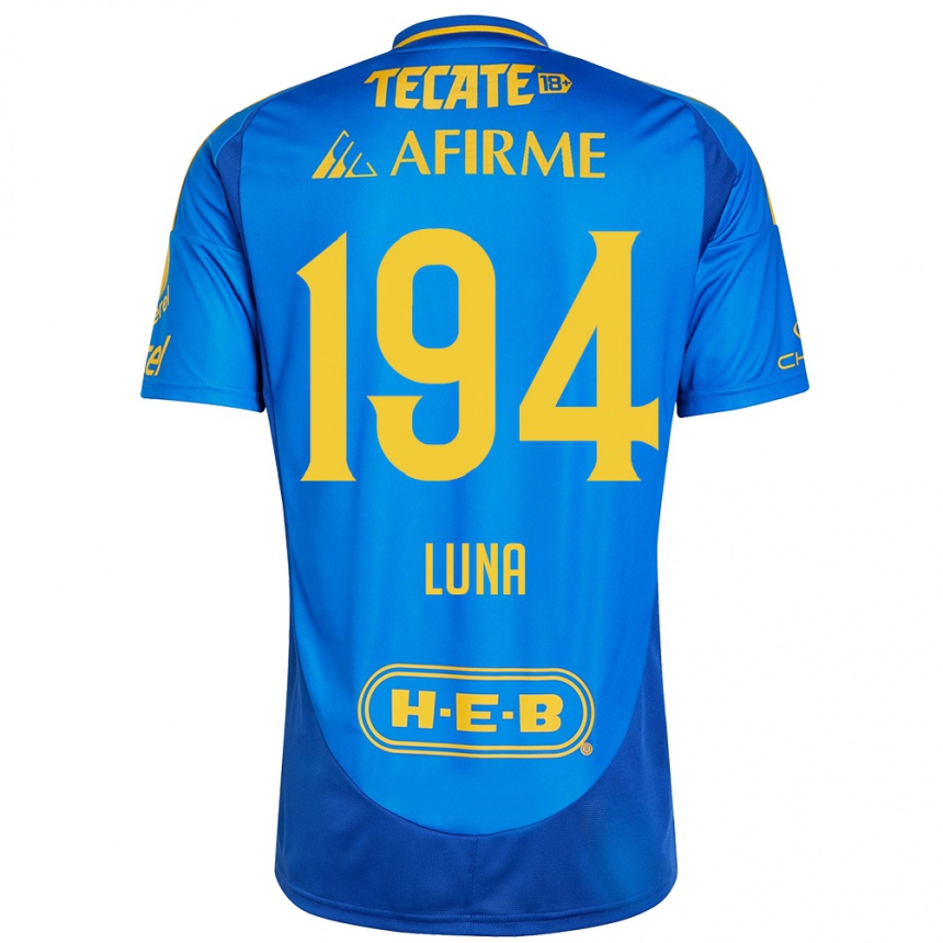 Niño Fútbol Camiseta Juan Luna #194 Azul Amarillo 2ª Equipación 2024/25