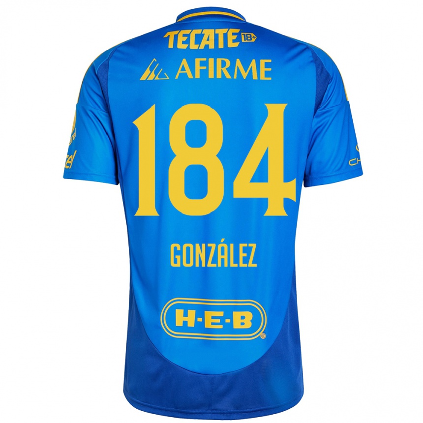 Niño Fútbol Camiseta Erick González #184 Azul Amarillo 2ª Equipación 2024/25