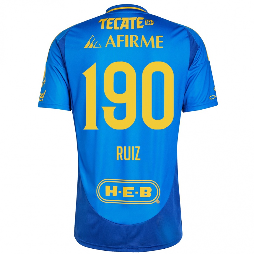 Niño Fútbol Camiseta Óscar Ruiz #190 Azul Amarillo 2ª Equipación 2024/25