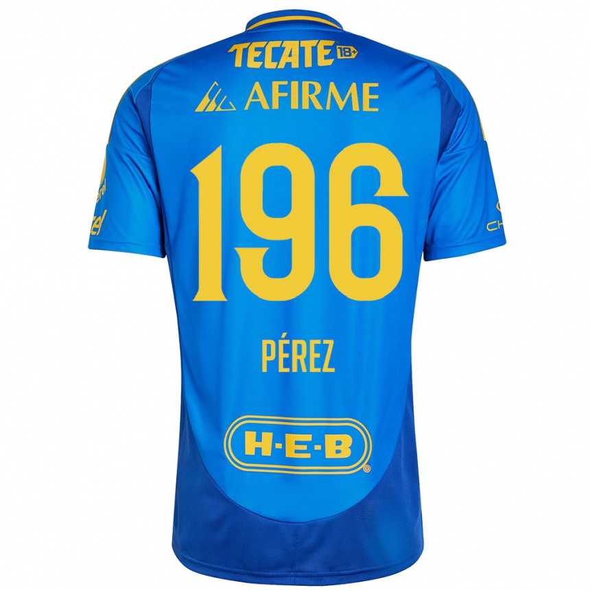 Niño Fútbol Camiseta Axel Pérez #196 Azul Amarillo 2ª Equipación 2024/25