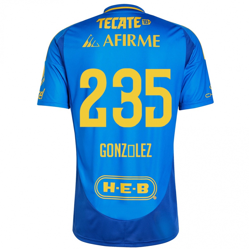 Niño Fútbol Camiseta Mauricio González #235 Azul Amarillo 2ª Equipación 2024/25