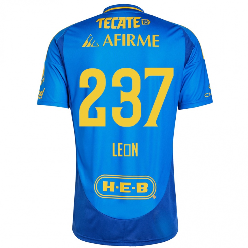 Niño Fútbol Camiseta Gabriel León #237 Azul Amarillo 2ª Equipación 2024/25