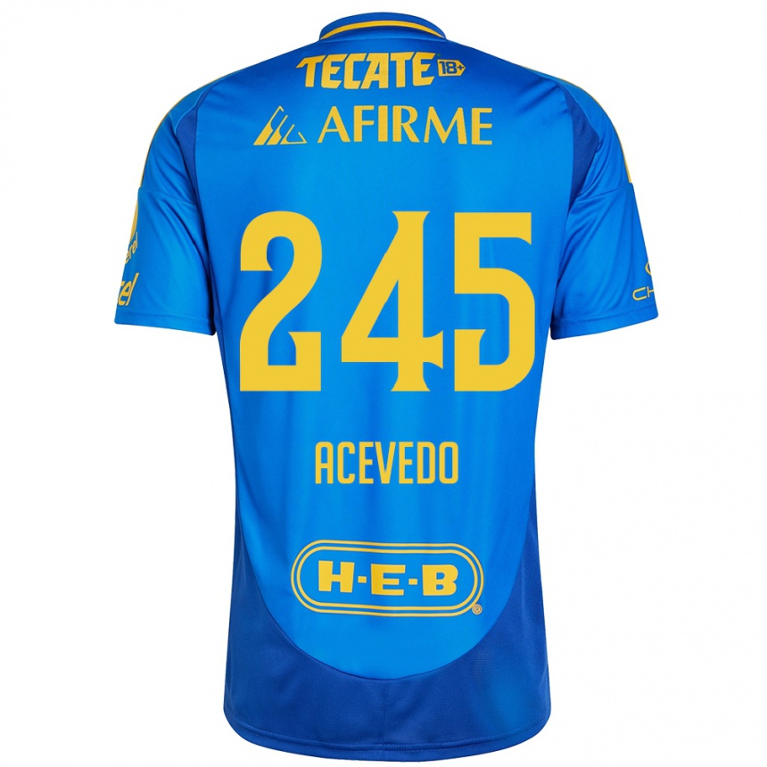 Niño Fútbol Camiseta Kevin Acevedo #245 Azul Amarillo 2ª Equipación 2024/25