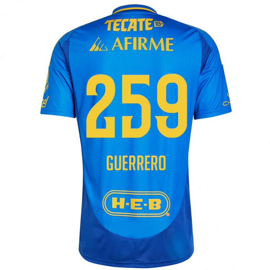 Niño Fútbol Camiseta Erick Guerrero #259 Azul Amarillo 2ª Equipación 2024/25