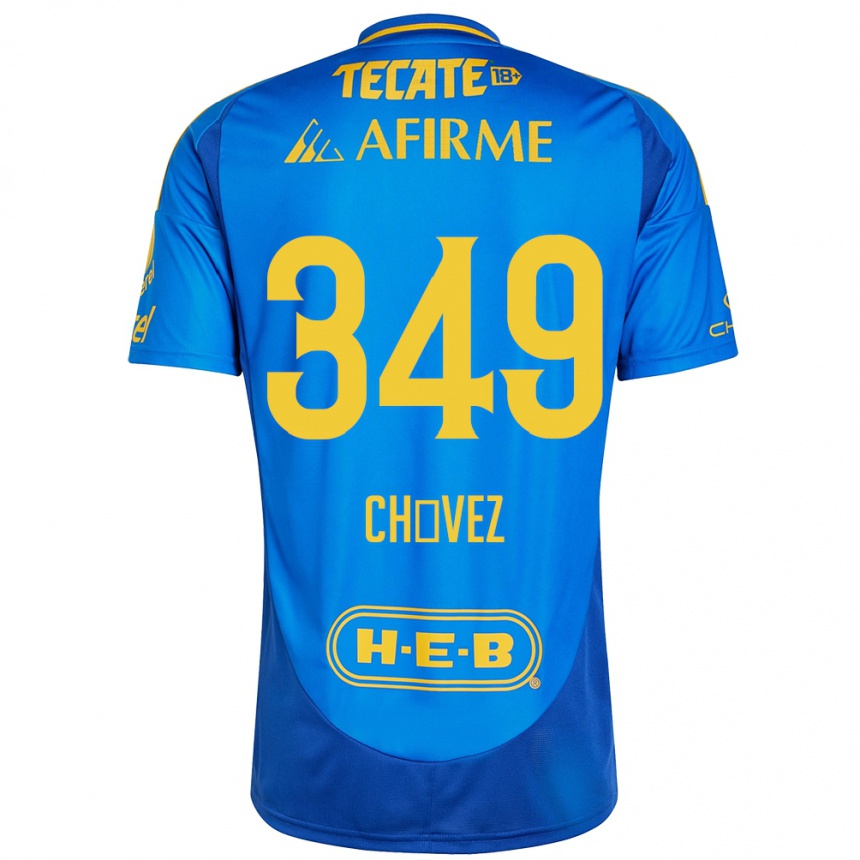 Niño Fútbol Camiseta Jorge Chávez #349 Azul Amarillo 2ª Equipación 2024/25