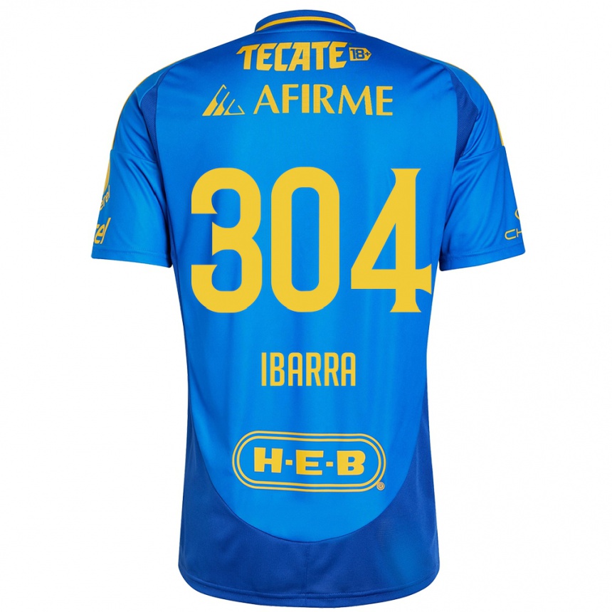 Niño Fútbol Camiseta Luis Ibarra #304 Azul Amarillo 2ª Equipación 2024/25