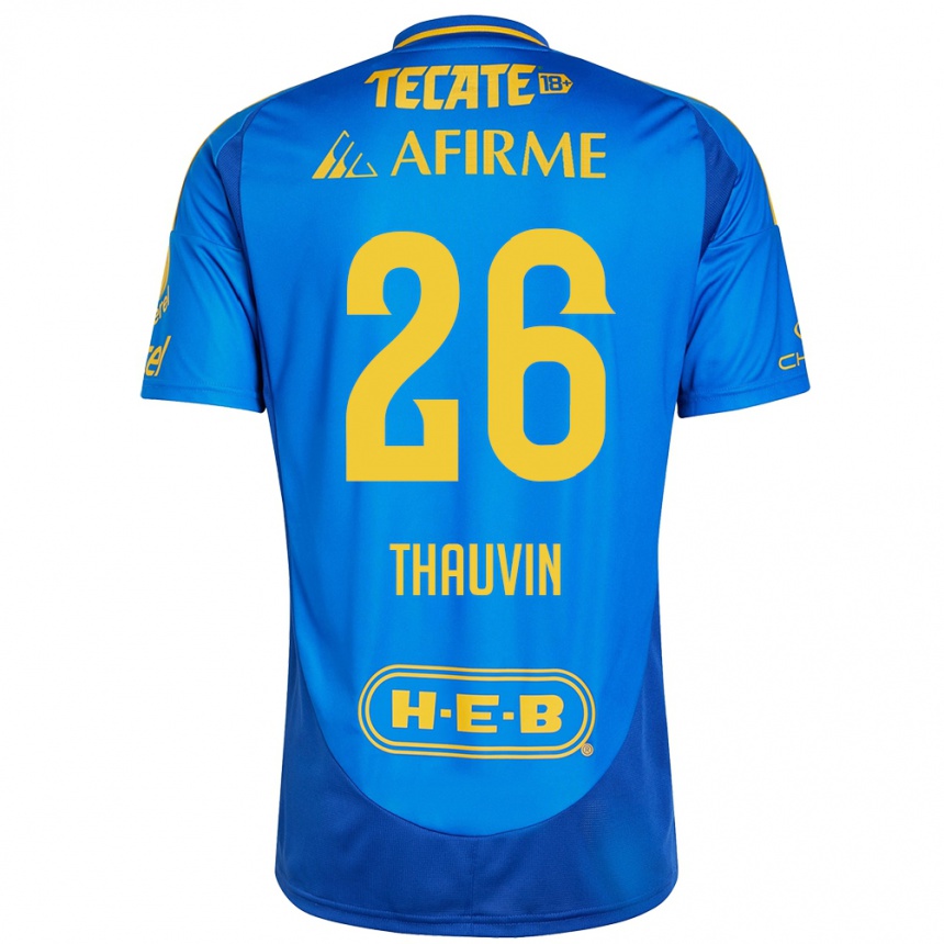 Niño Fútbol Camiseta Florian Thauvin #26 Azul Amarillo 2ª Equipación 2024/25