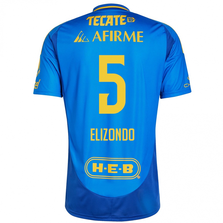 Niño Fútbol Camiseta Fernanda Elizondo #5 Azul Amarillo 2ª Equipación 2024/25