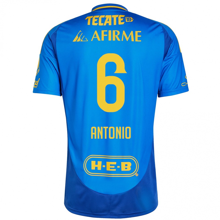 Niño Fútbol Camiseta Nancy Antonio #6 Azul Amarillo 2ª Equipación 2024/25