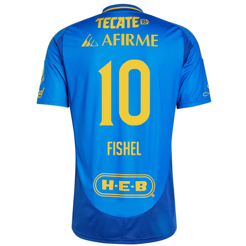 Niño Fútbol Camiseta Mia Fishel #10 Azul Amarillo 2ª Equipación 2024/25