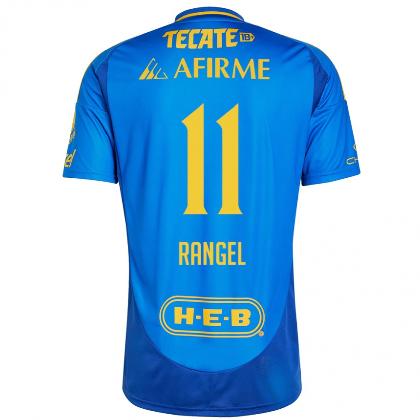 Niño Fútbol Camiseta Nayeli Rangel #11 Azul Amarillo 2ª Equipación 2024/25