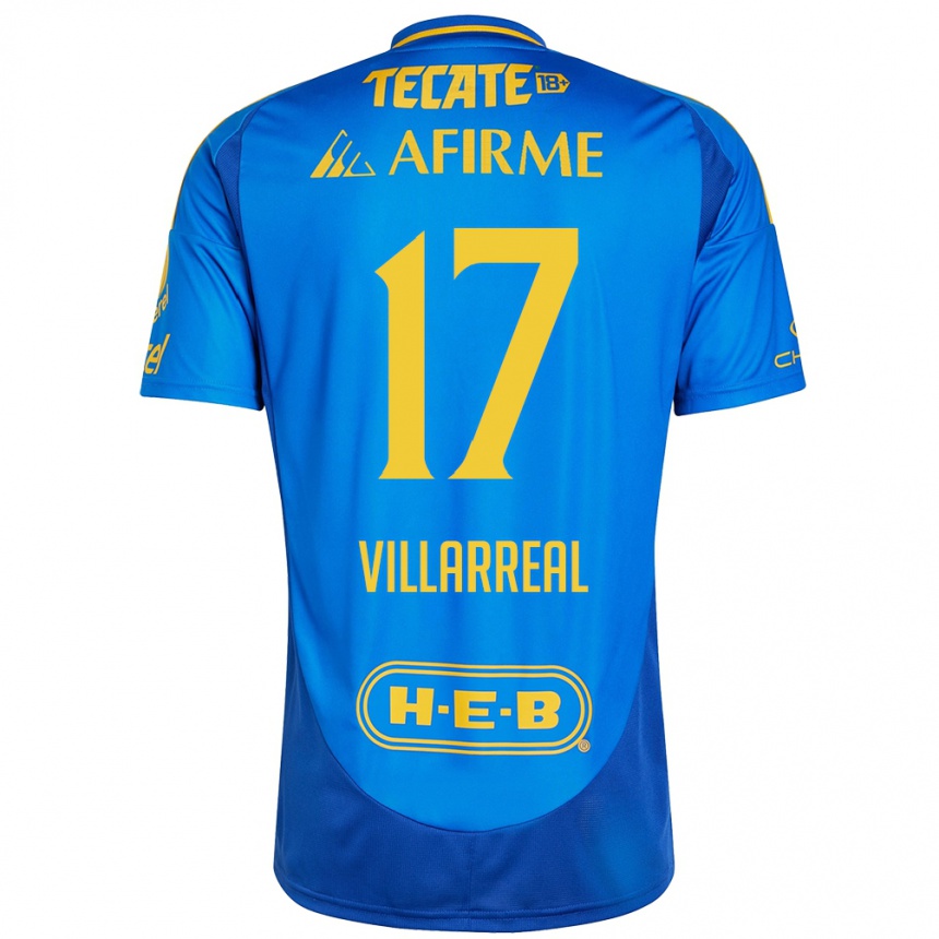 Niño Fútbol Camiseta Natalia Villarreal #17 Azul Amarillo 2ª Equipación 2024/25