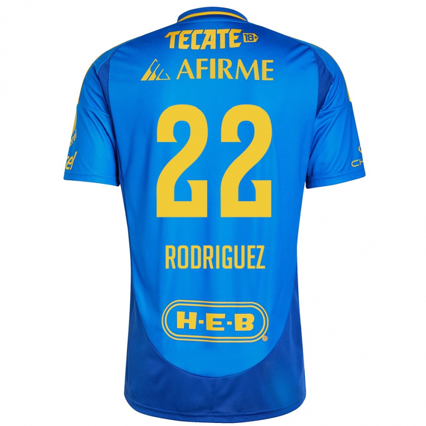 Niño Fútbol Camiseta Anika Rodriguez #22 Azul Amarillo 2ª Equipación 2024/25