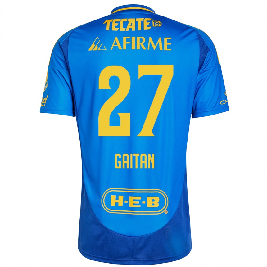 Niño Fútbol Camiseta Natalia Gaitan #27 Azul Amarillo 2ª Equipación 2024/25