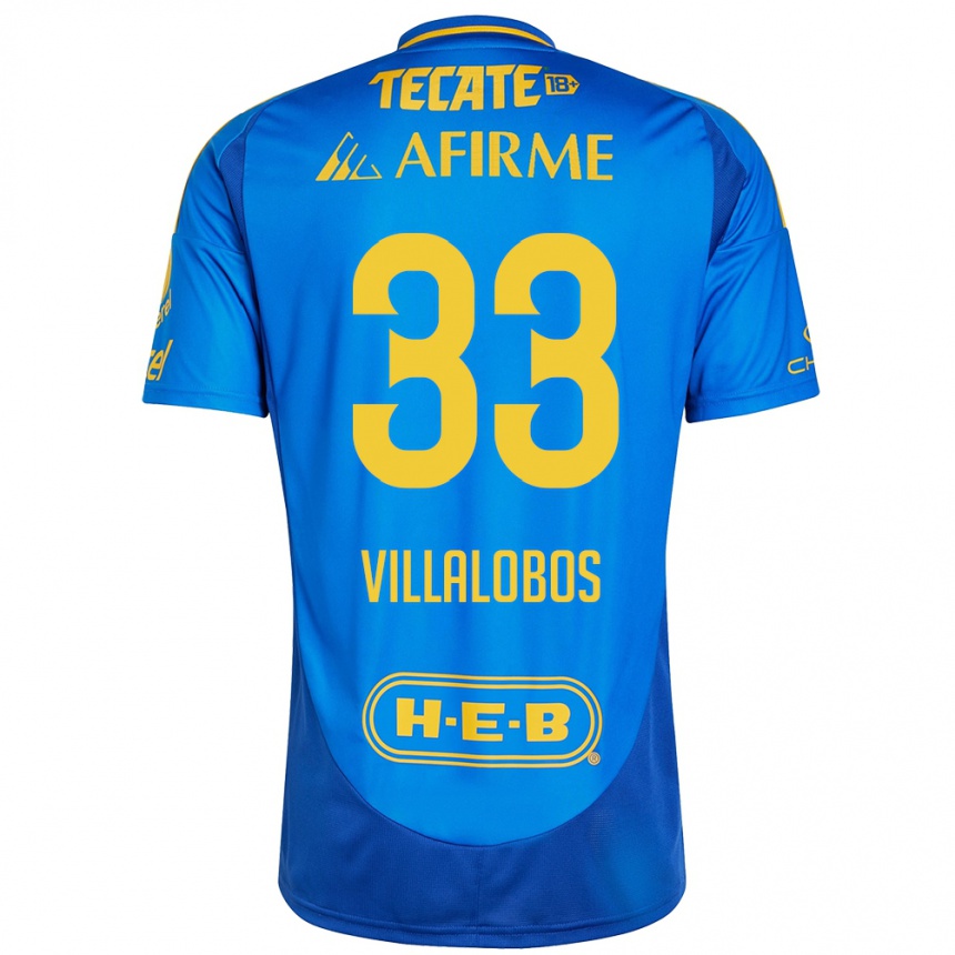 Niño Fútbol Camiseta Vania Villalobos #33 Azul Amarillo 2ª Equipación 2024/25