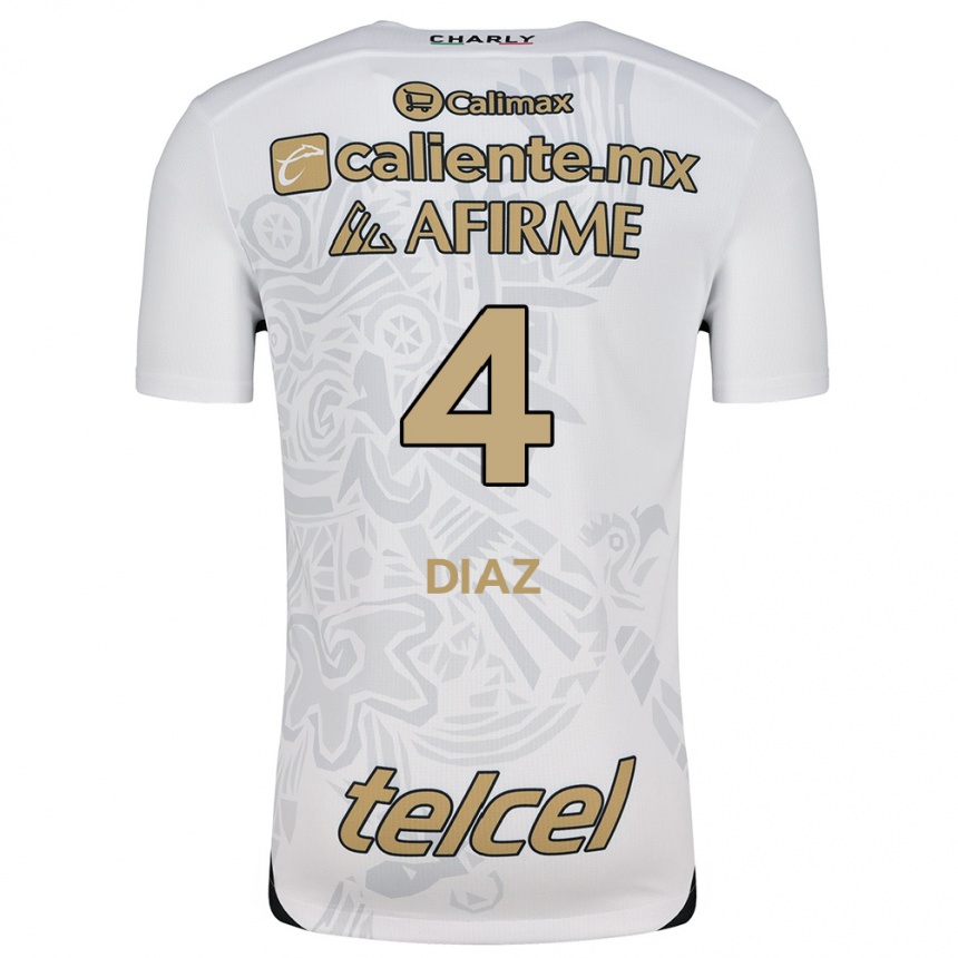 Niño Fútbol Camiseta Nicolás Díaz #4 Blanco Negro 2ª Equipación 2024/25