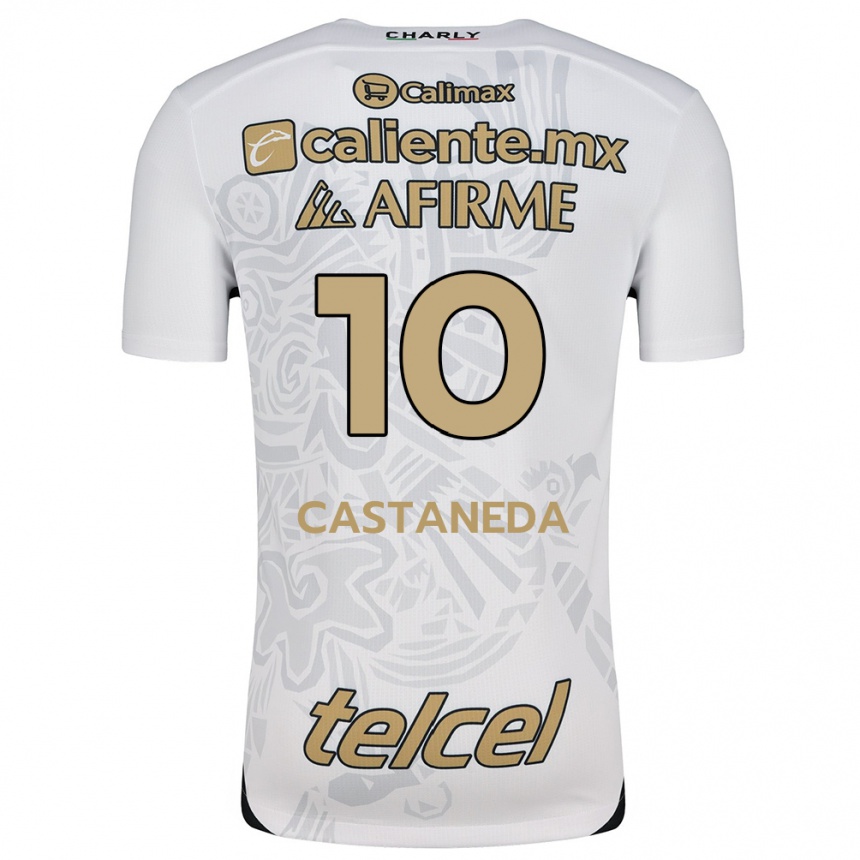 Niño Fútbol Camiseta Kevin Castañeda #10 Blanco Negro 2ª Equipación 2024/25