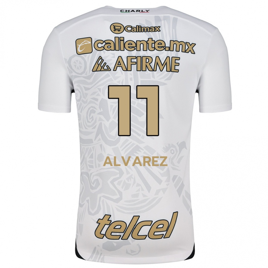 Niño Fútbol Camiseta Efraín Álvarez #11 Blanco Negro 2ª Equipación 2024/25