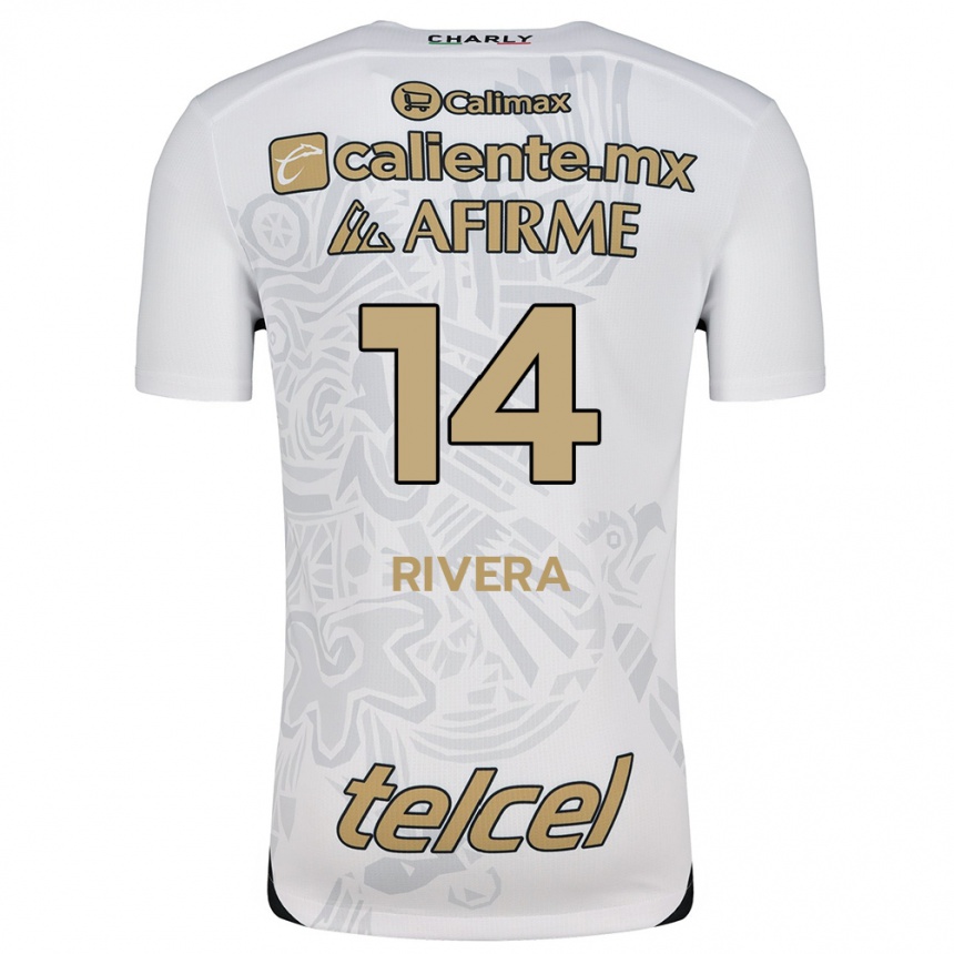 Niño Fútbol Camiseta Christian Rivera #14 Blanco Negro 2ª Equipación 2024/25