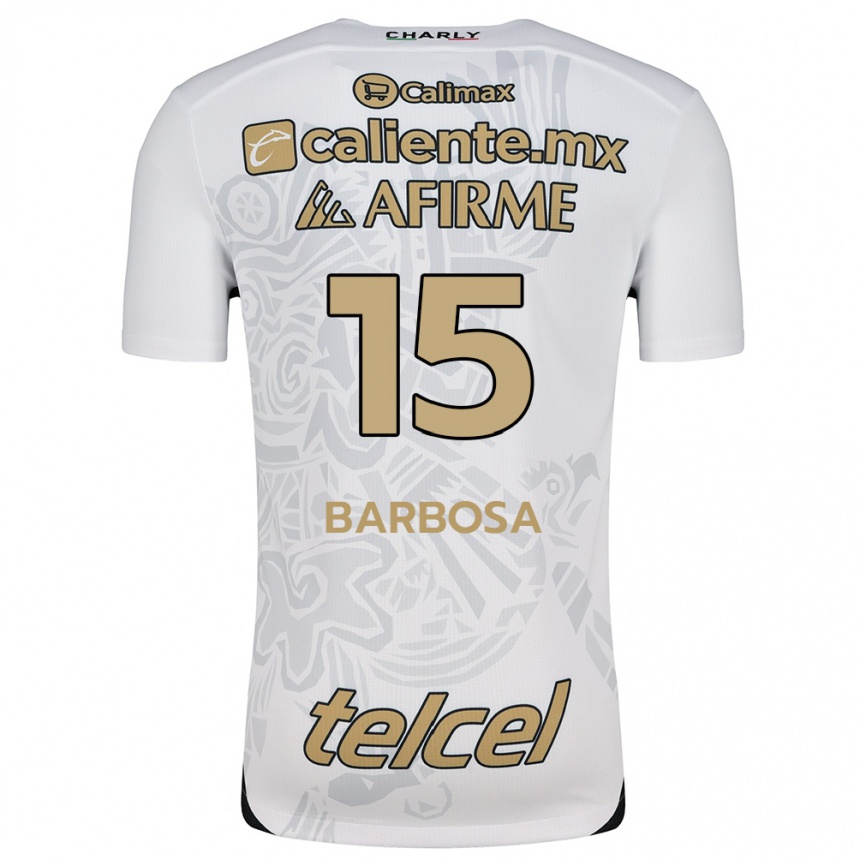 Niño Fútbol Camiseta Diego Barbosa #15 Blanco Negro 2ª Equipación 2024/25