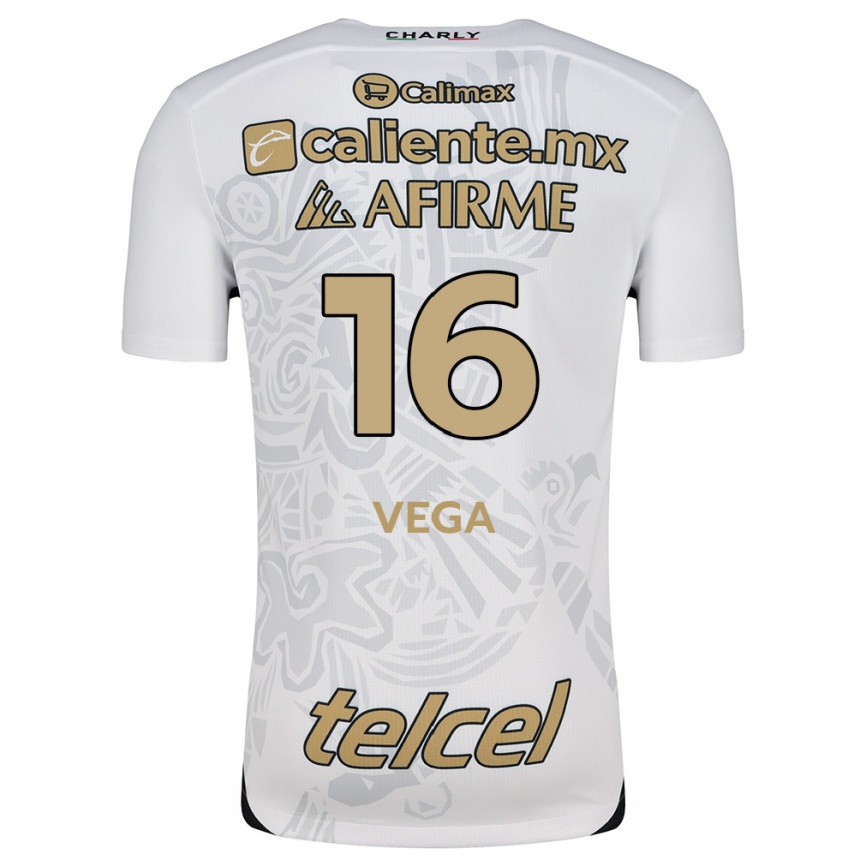 Niño Fútbol Camiseta Jesús Vega #16 Blanco Negro 2ª Equipación 2024/25