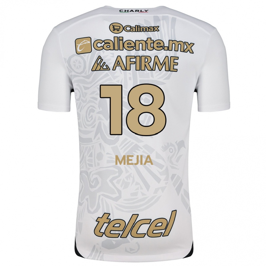 Niño Fútbol Camiseta Aarón Mejía #18 Blanco Negro 2ª Equipación 2024/25