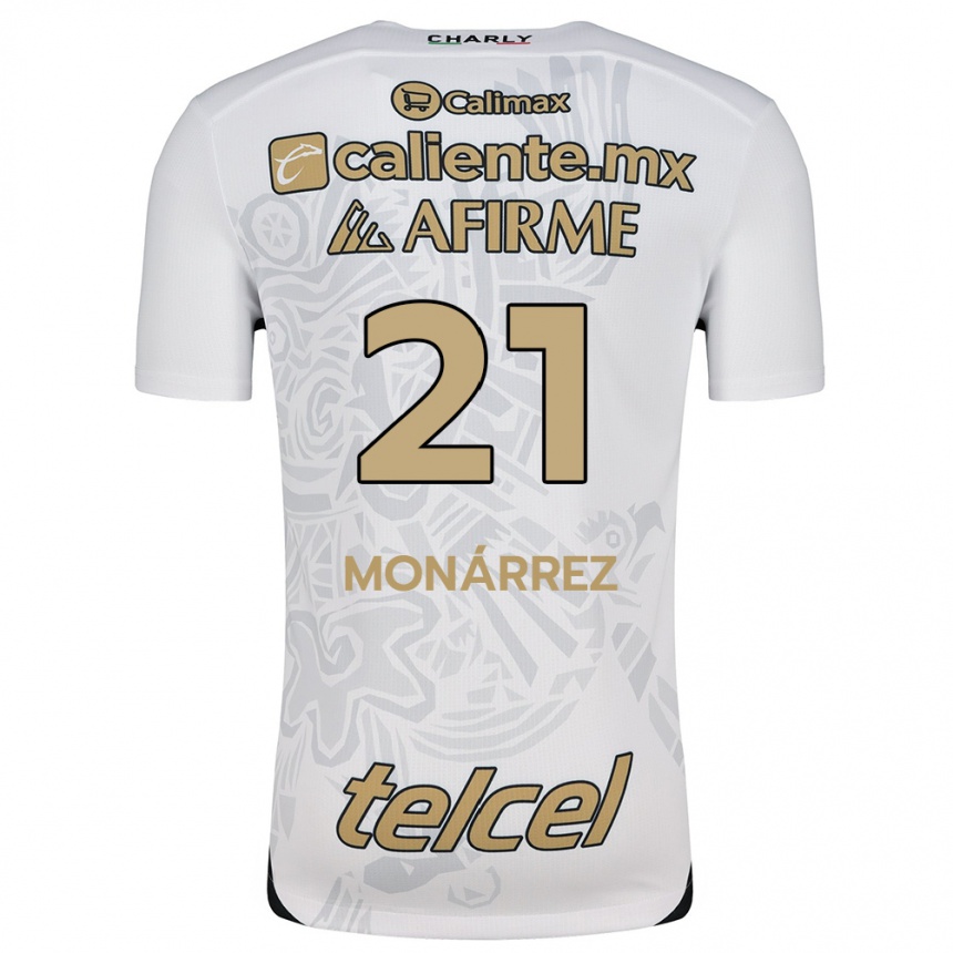 Niño Fútbol Camiseta Fernando Monárrez #21 Blanco Negro 2ª Equipación 2024/25