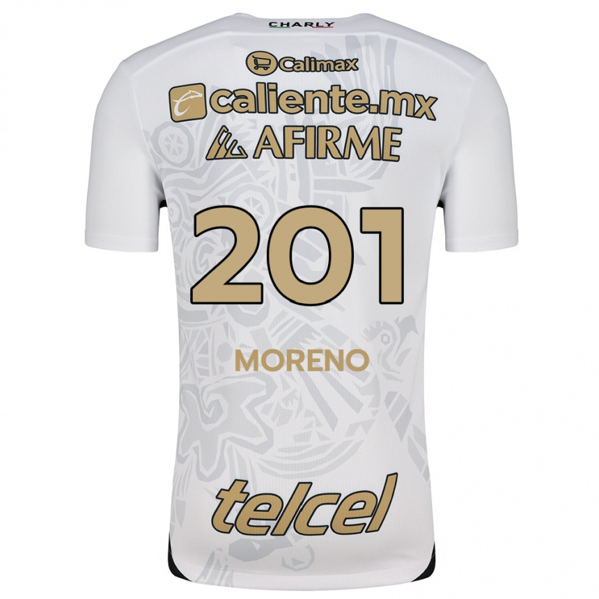 Niño Fútbol Camiseta Jesús Moreno #201 Blanco Negro 2ª Equipación 2024/25