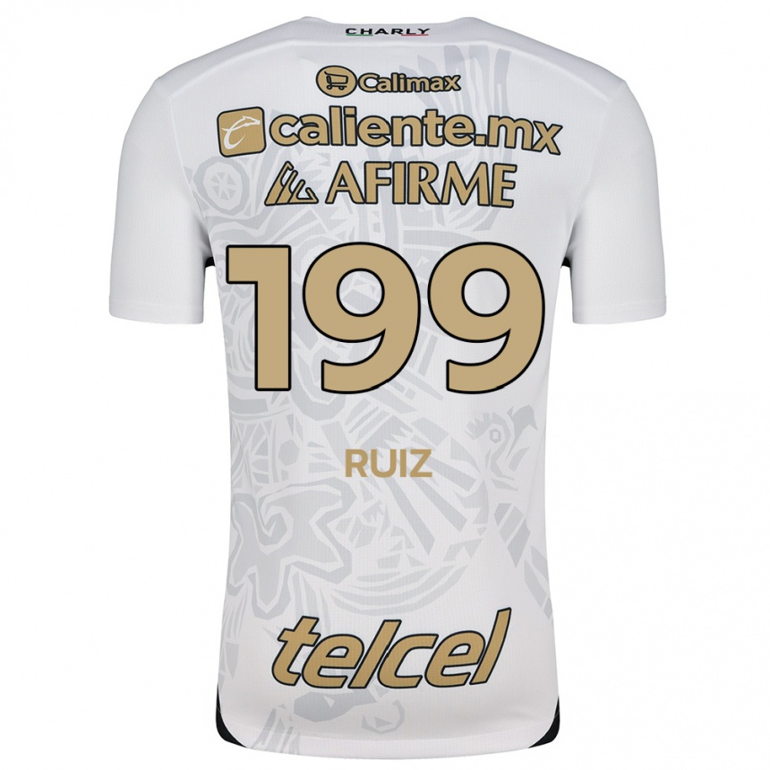 Niño Fútbol Camiseta Emilio Ruiz #199 Blanco Negro 2ª Equipación 2024/25