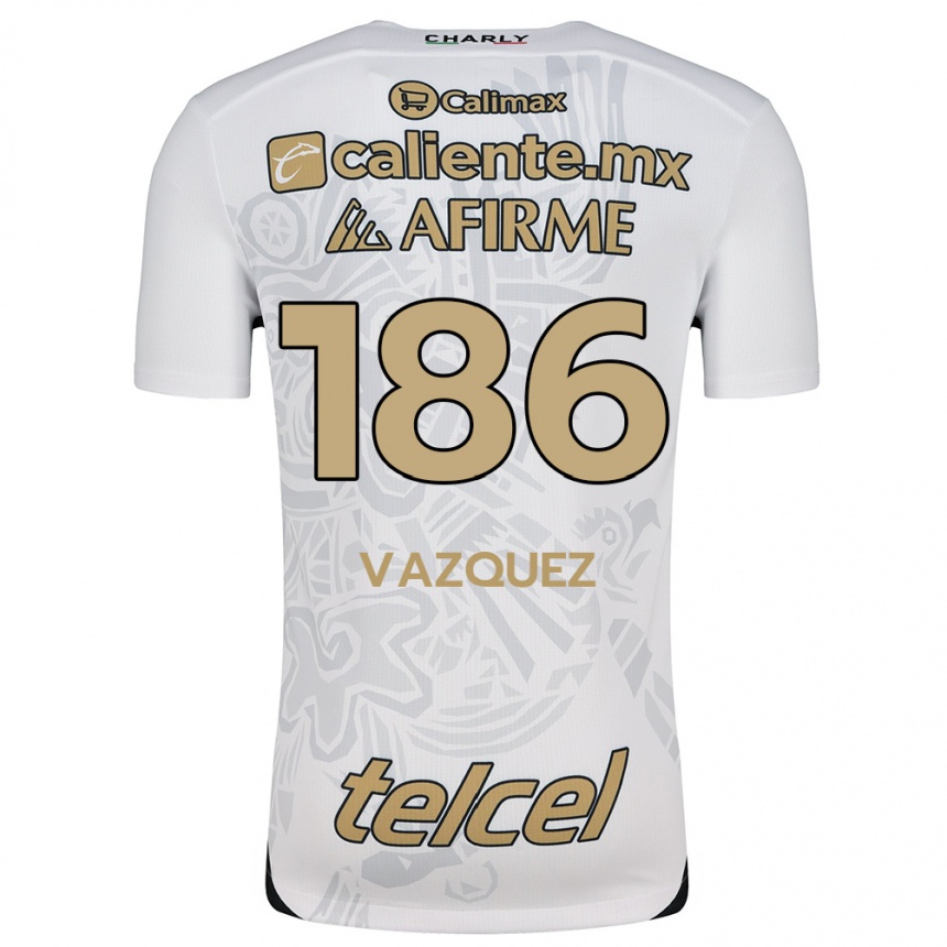 Niño Fútbol Camiseta Octavio Vázquez #186 Blanco Negro 2ª Equipación 2024/25