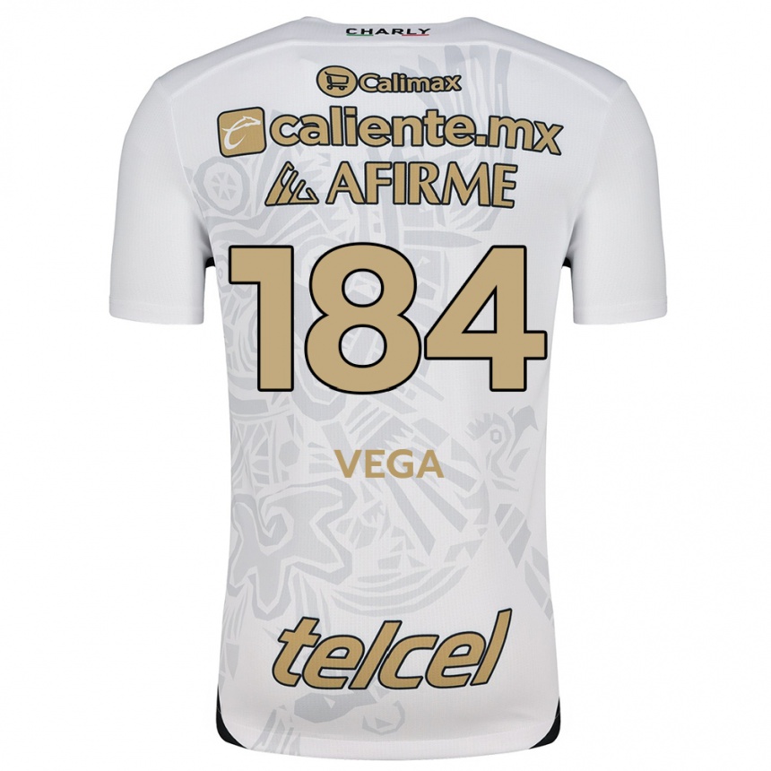 Niño Fútbol Camiseta Daniel Vega #184 Blanco Negro 2ª Equipación 2024/25