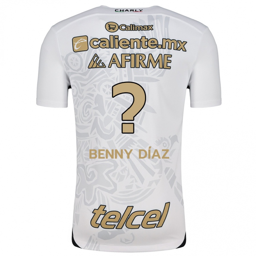 Niño Fútbol Camiseta Benny Díaz #0 Blanco Negro 2ª Equipación 2024/25