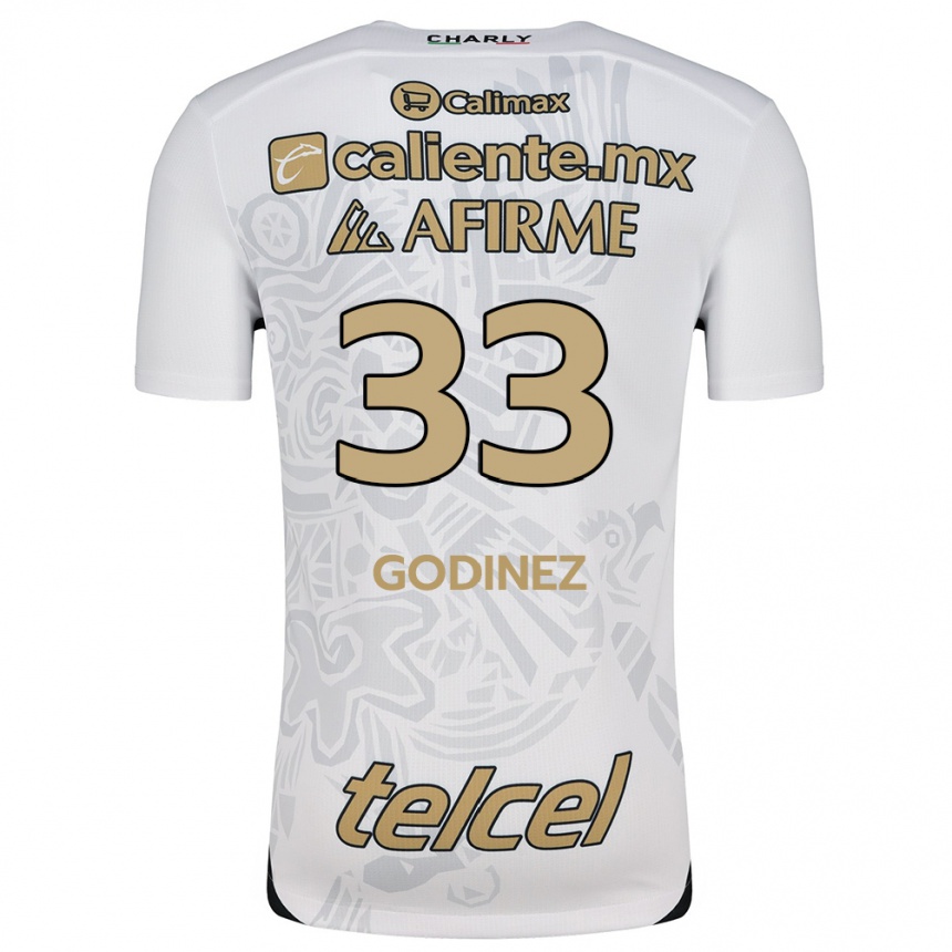 Niño Fútbol Camiseta Rodrigo Godínez #33 Blanco Negro 2ª Equipación 2024/25