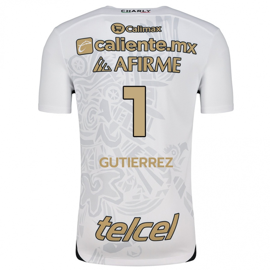 Niño Fútbol Camiseta Alejandra Gutiérrez #1 Blanco Negro 2ª Equipación 2024/25