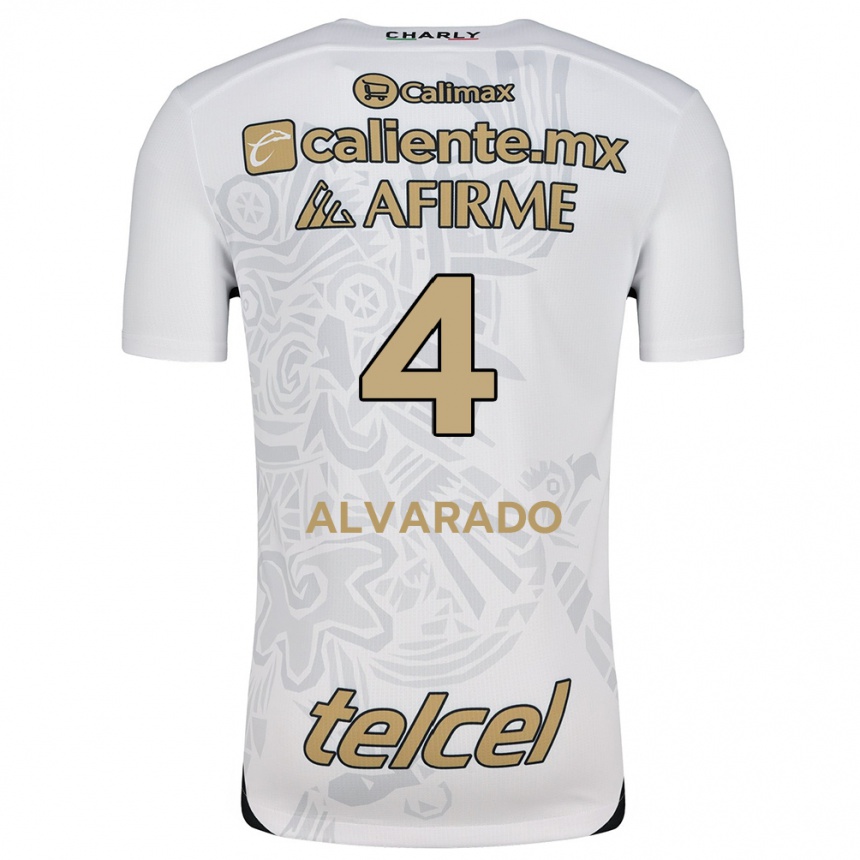 Niño Fútbol Camiseta Mónica Alvarado #4 Blanco Negro 2ª Equipación 2024/25