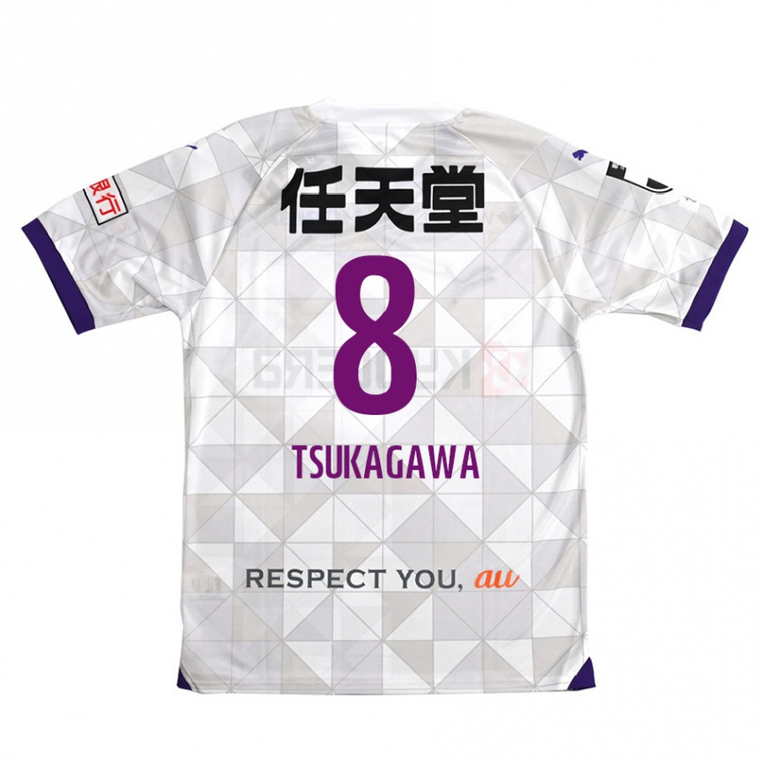 Niño Fútbol Camiseta Koki Tsukagawa #8 Blanco Morado 2ª Equipación 2024/25